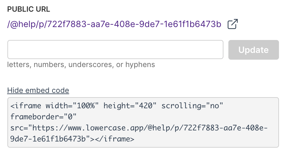 Document embed code